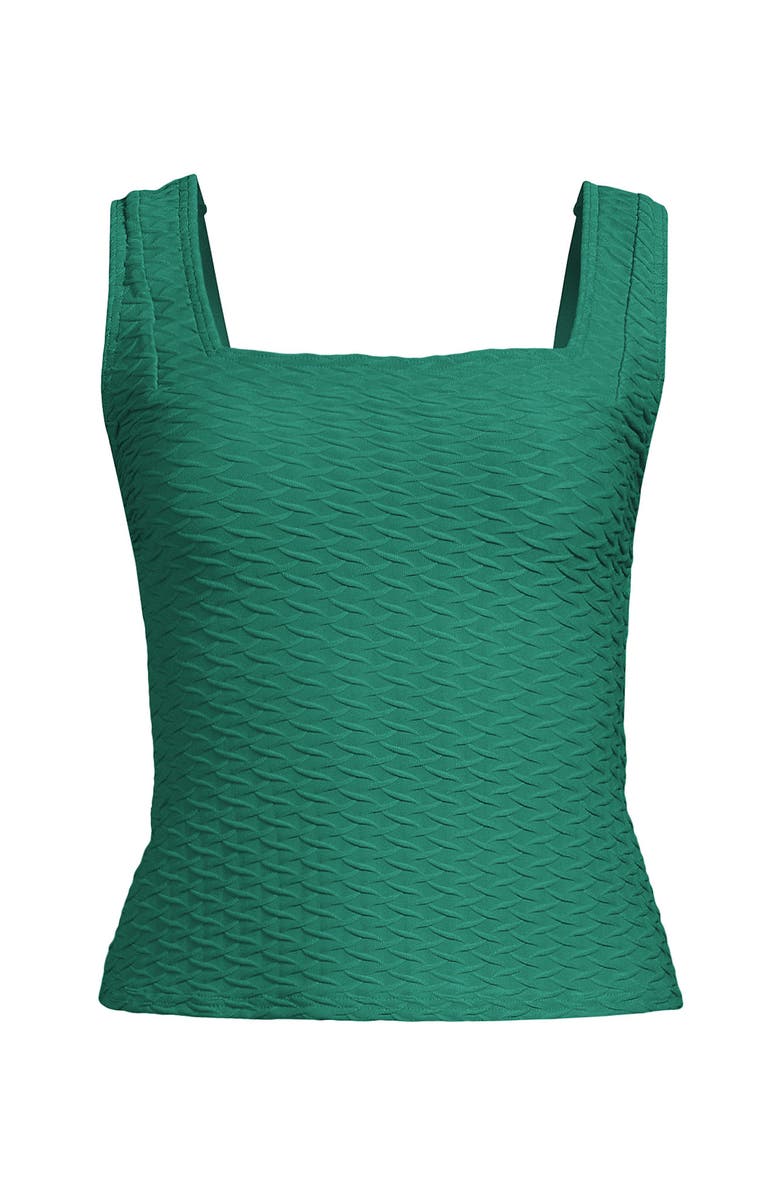 Lands' End Texture Square Neck Tankini Swimsuit Top Adjustable Straps, Alternate, color, Island Emerald