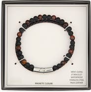 NORDSTROM RACK Men's 2-Row Faux Leather & Bead Bracelet