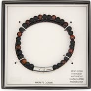 NORDSTROM RACK Men's 2-Row Faux Leather & Bead Bracelet