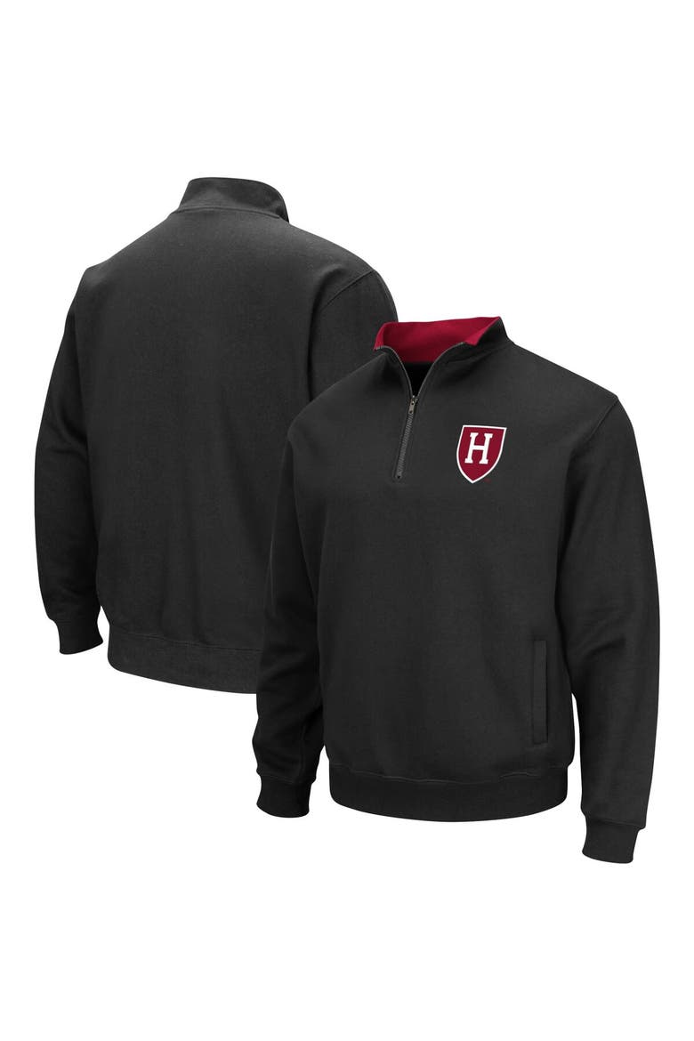 Men's Colosseum Black Harvard Crimson Tortugas Team Logo Quarter-Zip Jacket, Main, color, Black