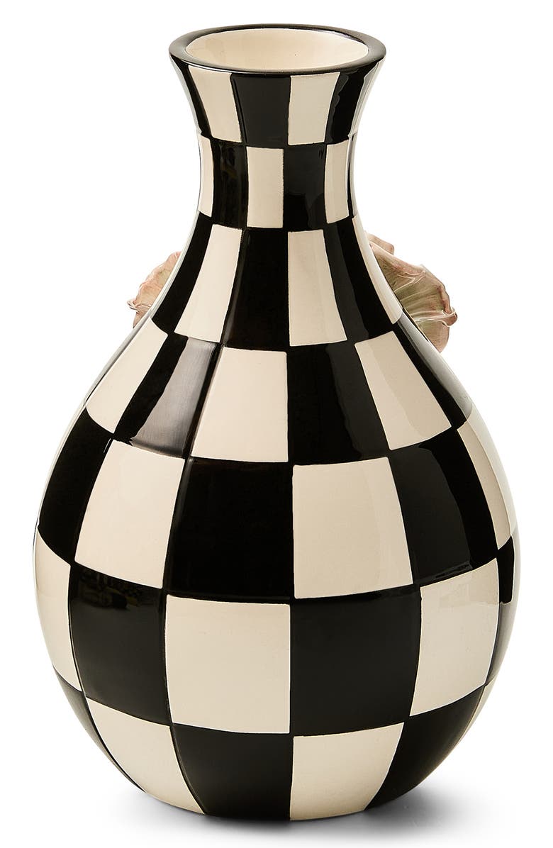 MACKENZIE CHILDS Blush Poppy Check Vase, Alternate, color, Black