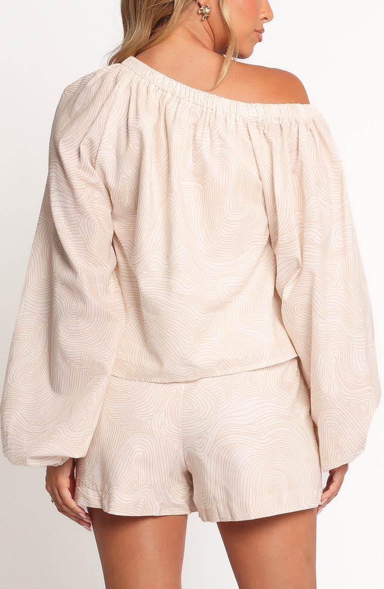 Petal & Pup Zion One-Shoulder Cotton & Linen Top, Alternate, color, Tan Swirl