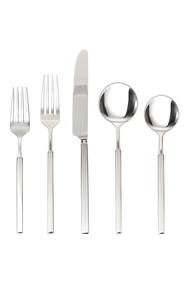 Jaxson Mirrored 20-Piece Flatware Set, Main, color, SILVER