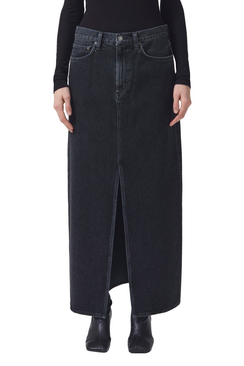 Leif Longline Denim Skirt, Main, color, SPIDER
