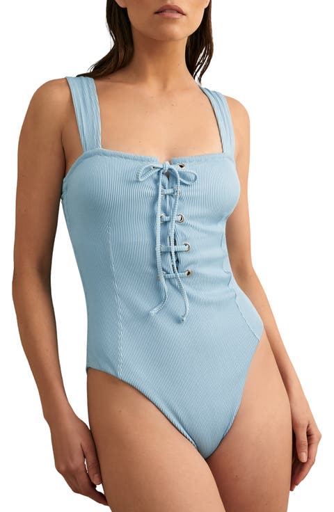 Fabienne Lace-Up Rib One-Piece Swimsuit