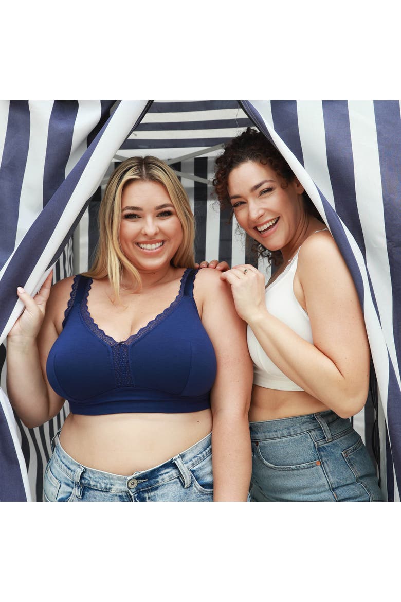 Dalis Wire-Free Bralette, Alternate, color, Navy