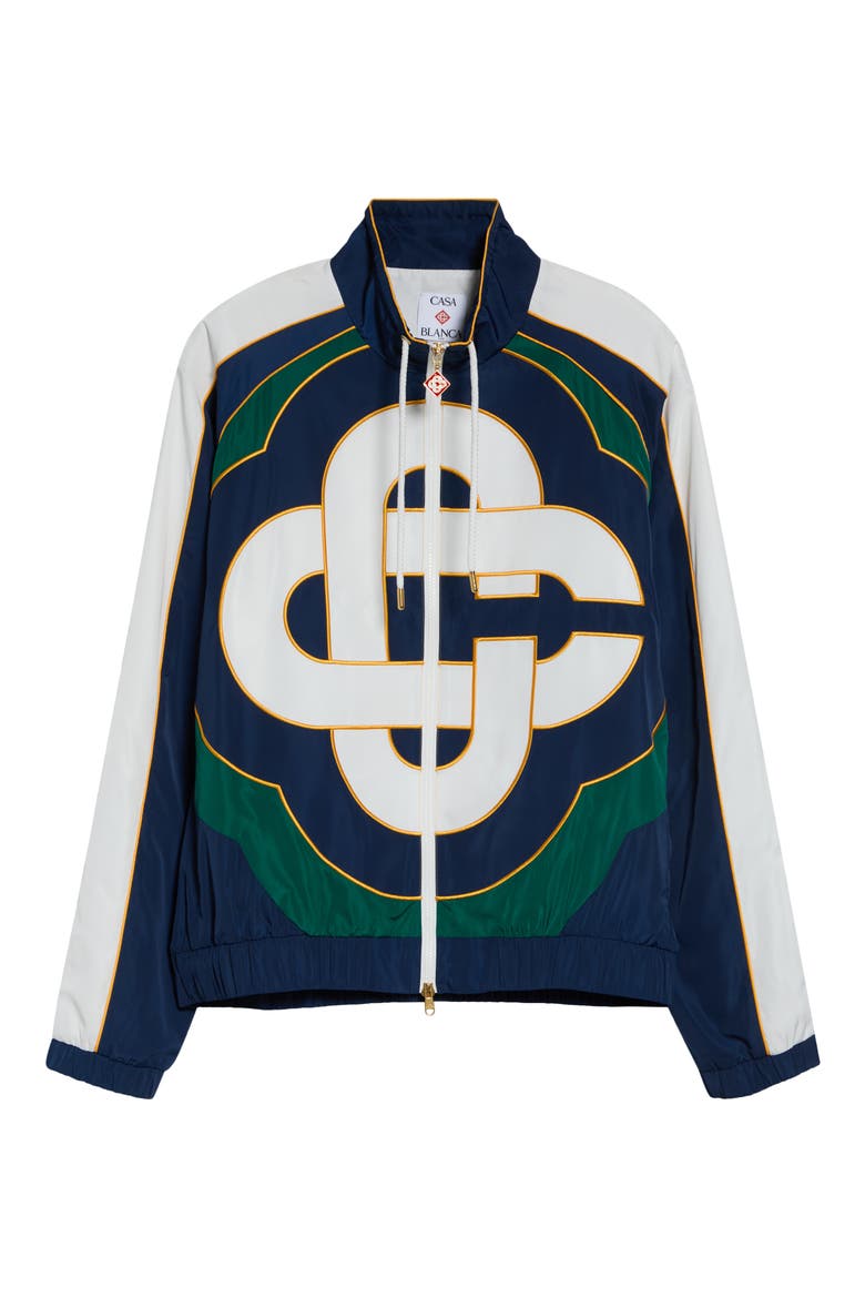 Colorblock Logo Embroidered Windbreaker Jacket, Main, color, POLY TAFFETA