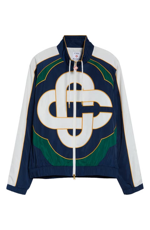 Colorblock Logo Embroidered Windbreaker Jacket