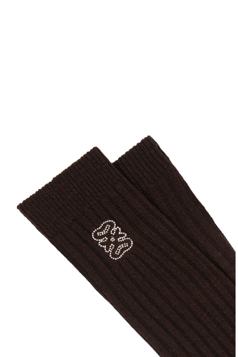 Ribbed logo socks, Alternate, color, Black brown