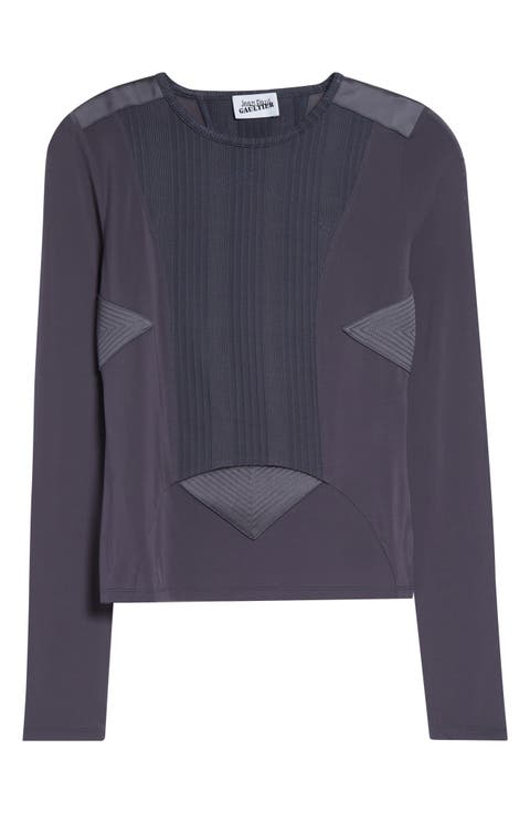 Jersey & Rib Long Sleeve Top