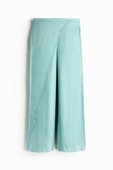 Wrap-detail Satin Trousers