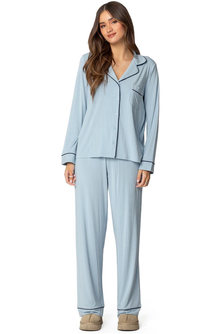 Jeanette Button-Up Pajama Top, Alternate, color, LIGHT-BLUE