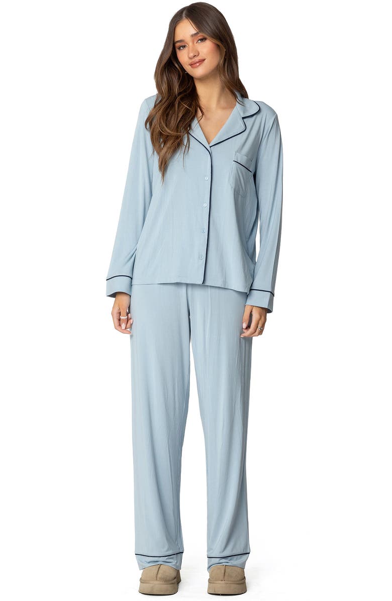 EDIKTED Jeanette Button-Up Pajama Top, Alternate, color, Light-Blue