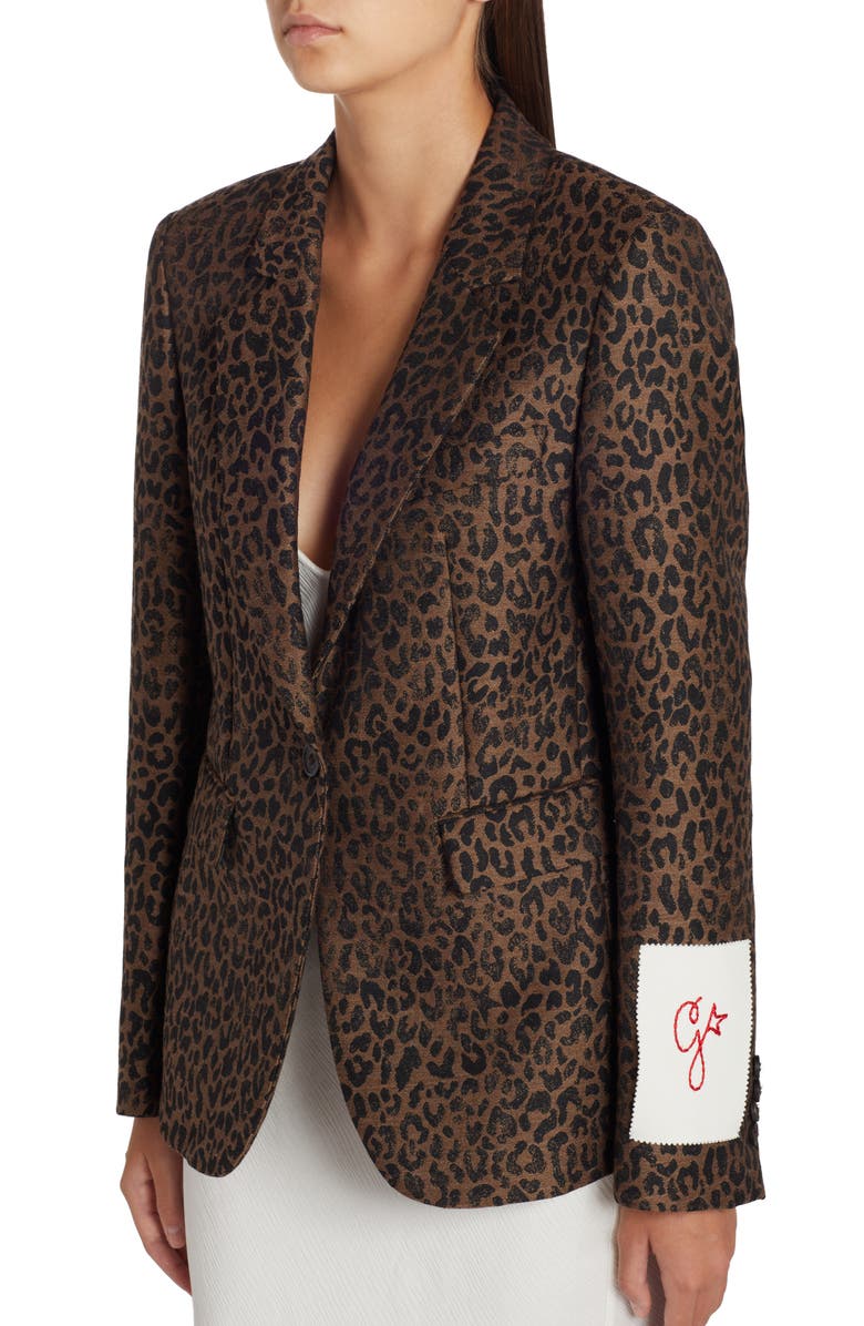 Golden Goose Dune Leopard Virgin Wool Blend Blazer, Alternate, color, New Bison/ Black
