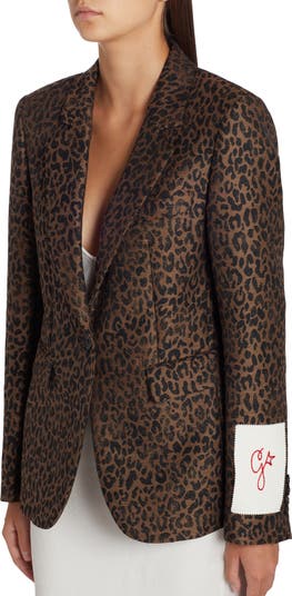 コート GOLDEN GOOSE LEOPARD PRINT COAT Girls' single-breasted coat in wool with jacquard animal print