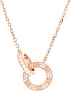 Pre-Owned Cartier Love Interlocking Pave Necklace 18K Rose Gold and Diamonds