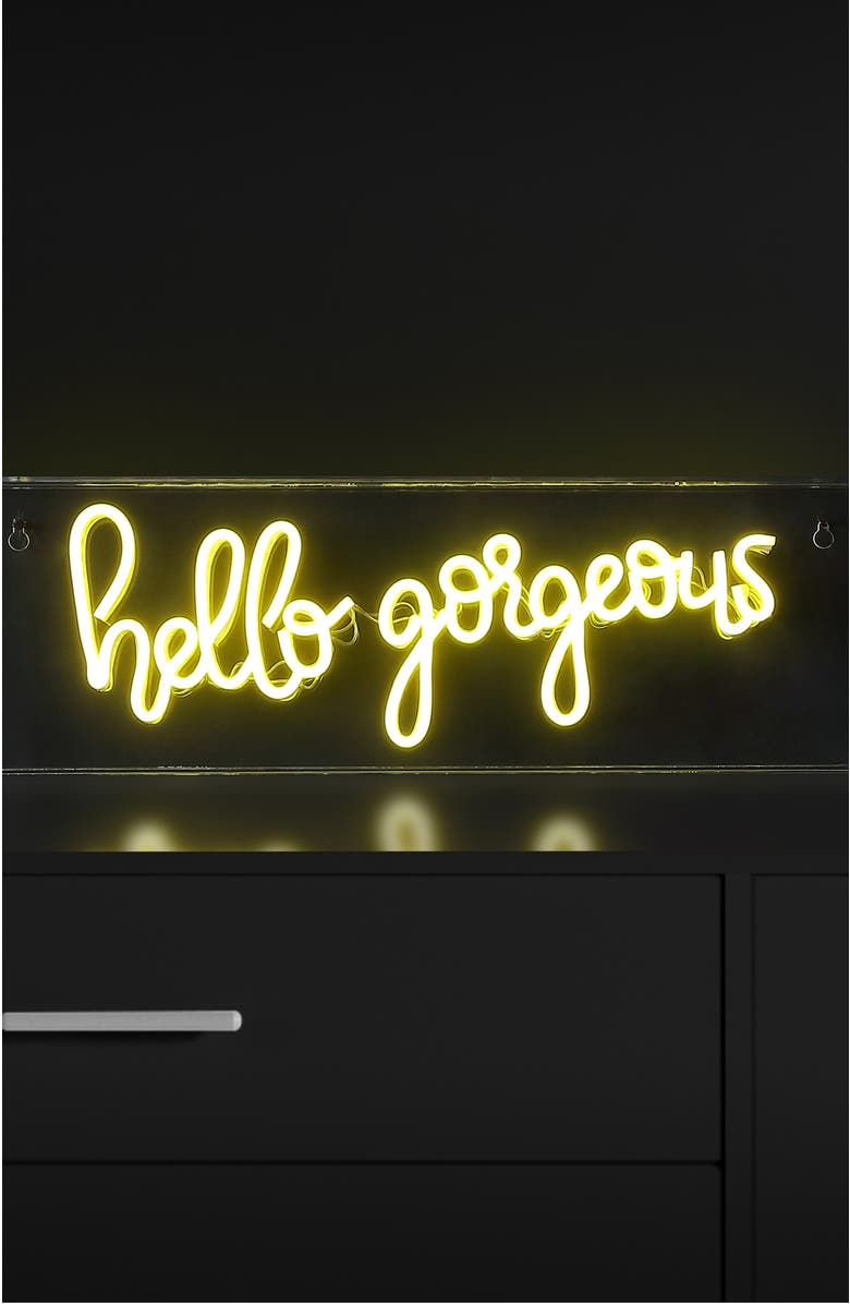JONATHAN Y Hello Contemporary Glam Acrylic Box USB Operated LED Neon Light, Alternate, color, Yellow