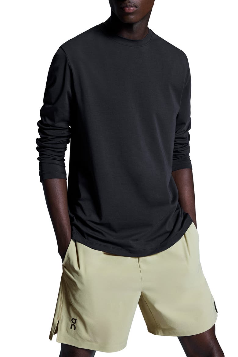 Focus Long Sleeve Pima Cotton Blend T-Shirt, Main, color, BLACK