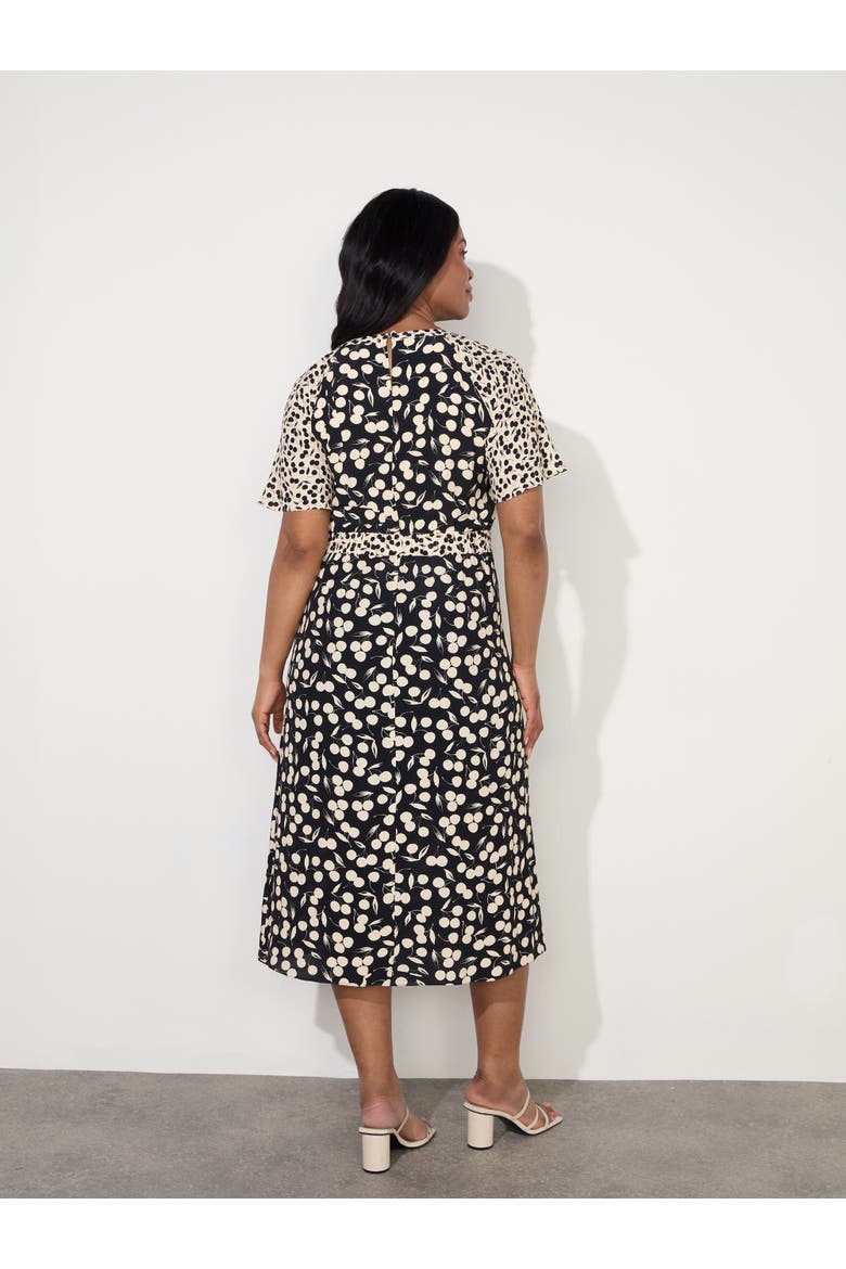 Cherry Mono Print V Neck Midaxi Dress, Alternate, color, Cherry Mono