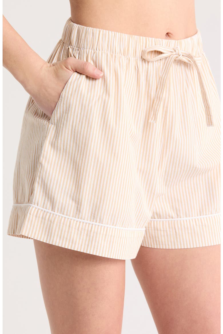 Classic Short Cotton Pajamas, Alternate, color, TAN SHORE SKINNY STRIPE
