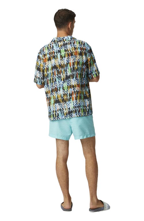 Missoni Viscose Bowling Shirt With Zig Zag Print Brushed Effect In Blue