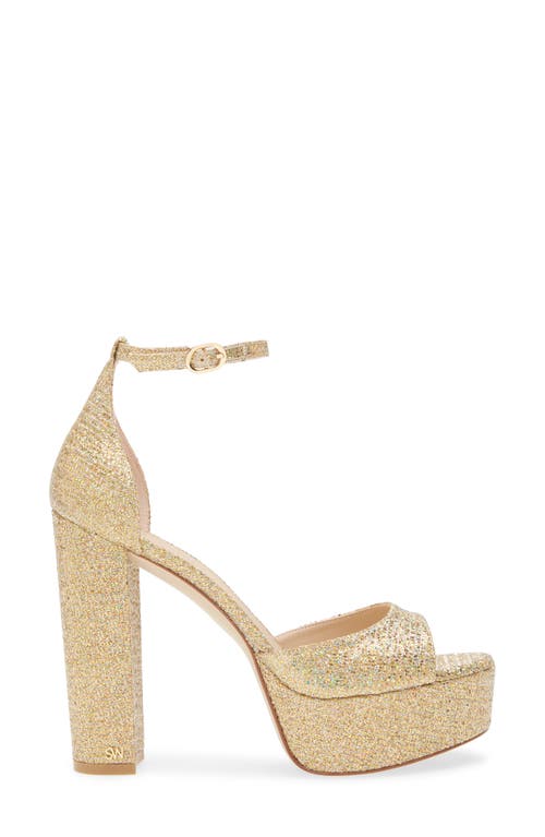 Stuart Weitzman Pamela Glitter Platform Sandal In Gold
