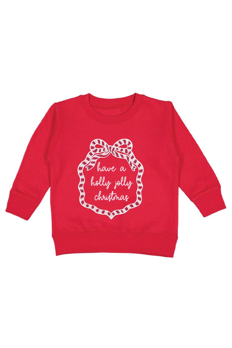Holly Jolly Christmas Sequin Bow Patch Sweatshirt, Main, color, Red