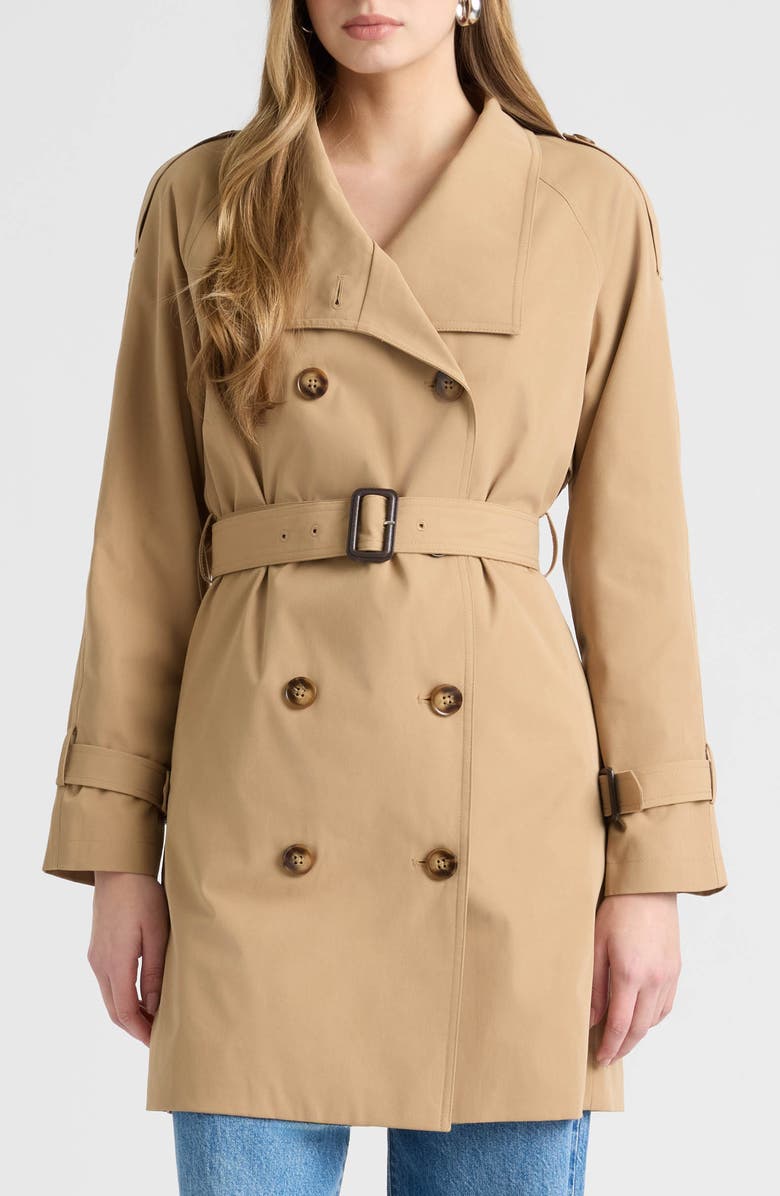 NVLT Belted Double Breasted Trench Coat, Main, color, British Tan