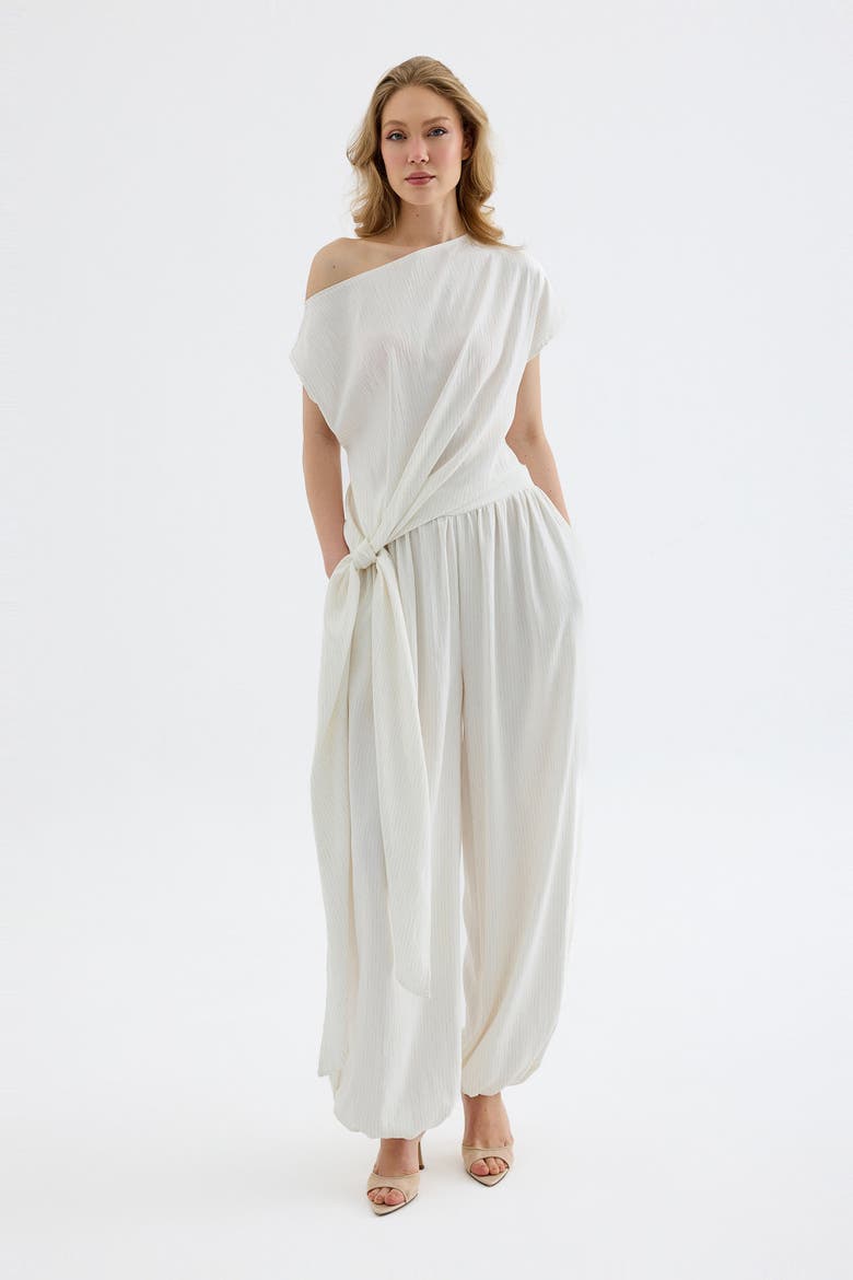 Torina Draped Viscose Top, Alternate, color, Ecru