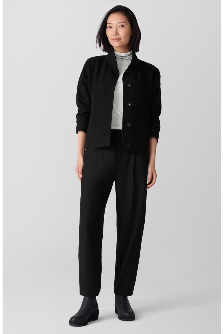 Pleated Wool Lantern Ankle Pants, Alternate, color, BLACK