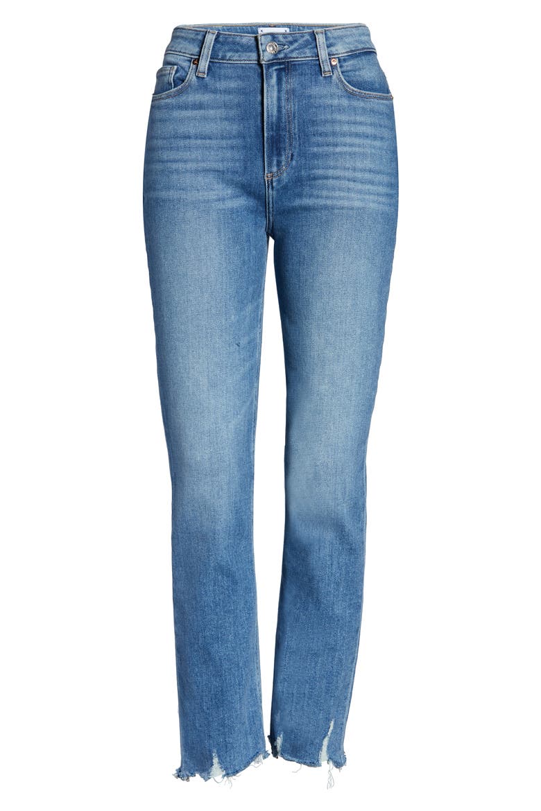 Cindy High Waist Destroyed Hem Straight Leg Jeans, Alternate, color, MEL W/ DESTROYED HEM