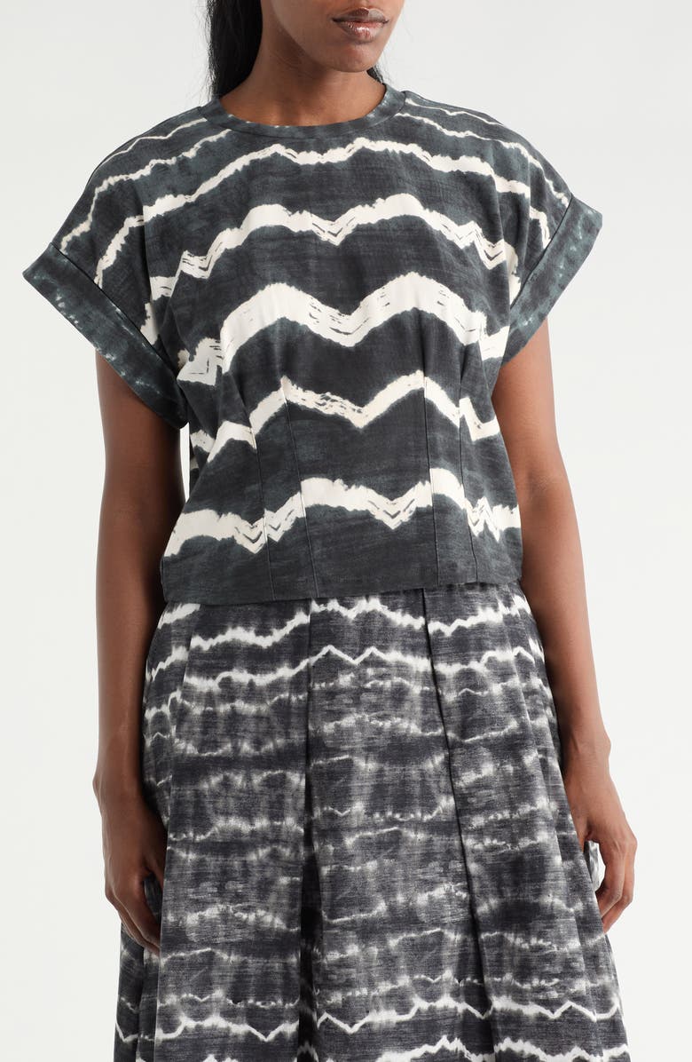 DKNY Dolman Sleeve Pleated Crop Top, Main, color, Wavy Tie Dye