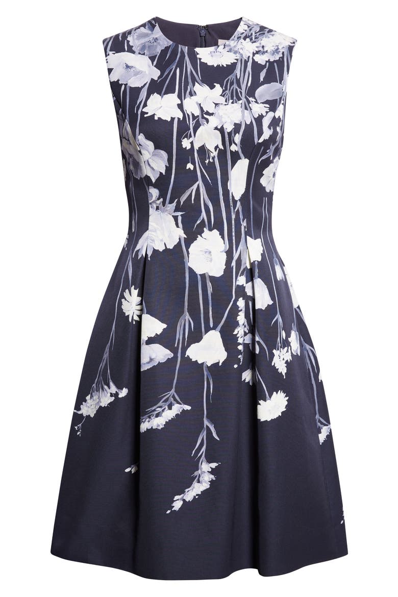 Betsy Floral Faille Fit & Flare Dress, Alternate, color, NAVY MULTI