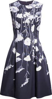 Lela Rose Betsy Floral Faille Fit & Flare Dress