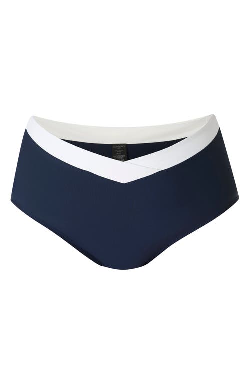 Shop Sweaty Betty Wrap Front High Waist Bikini Bottoms In Navyblue Lilywhite