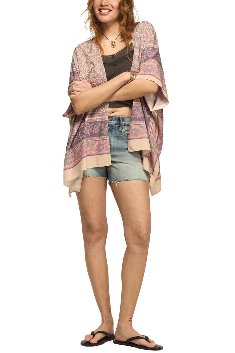 Border Print Open Front Jacket, Alternate, color, PURPLE BORDER PRINT