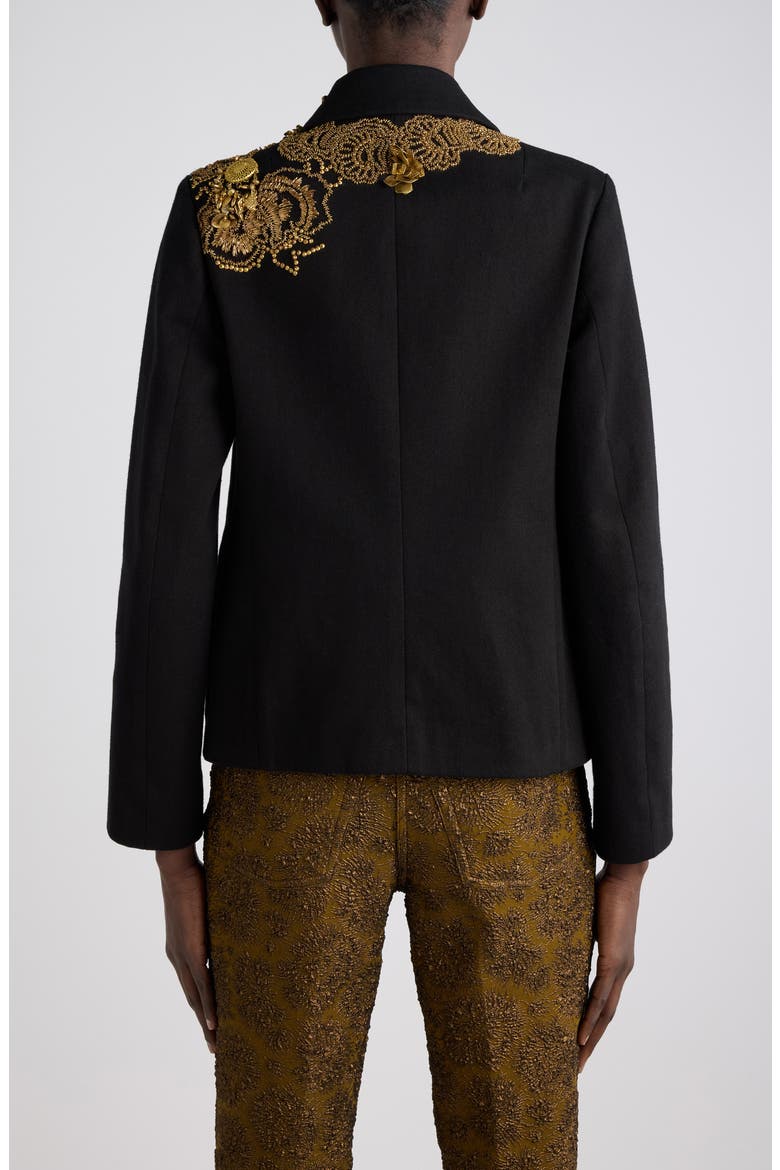 Bettsy Floral Embroidered Cotton Jacket, Alternate, color, BLACK