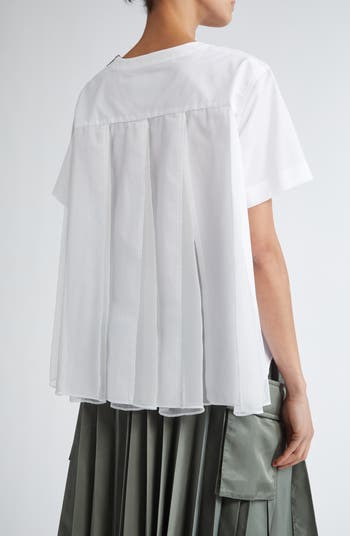 ■sacai■サカイ■Mixed Media Poplin & Chiffon Top■トップス Sacai Mixed Media Poplin & Chiffon Top | Nordstrom