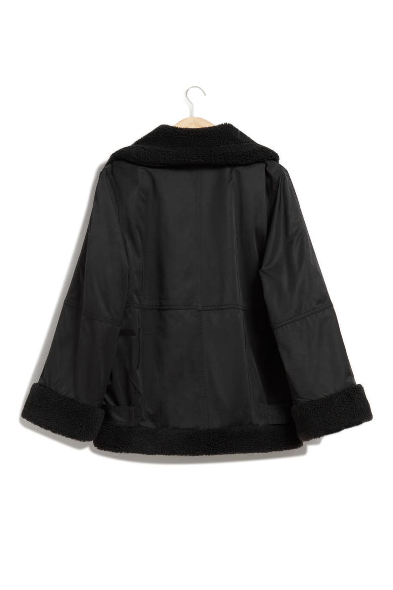 Aviator Jacket, Alternate, color, BLACK W. WHITE PILE DETAILS