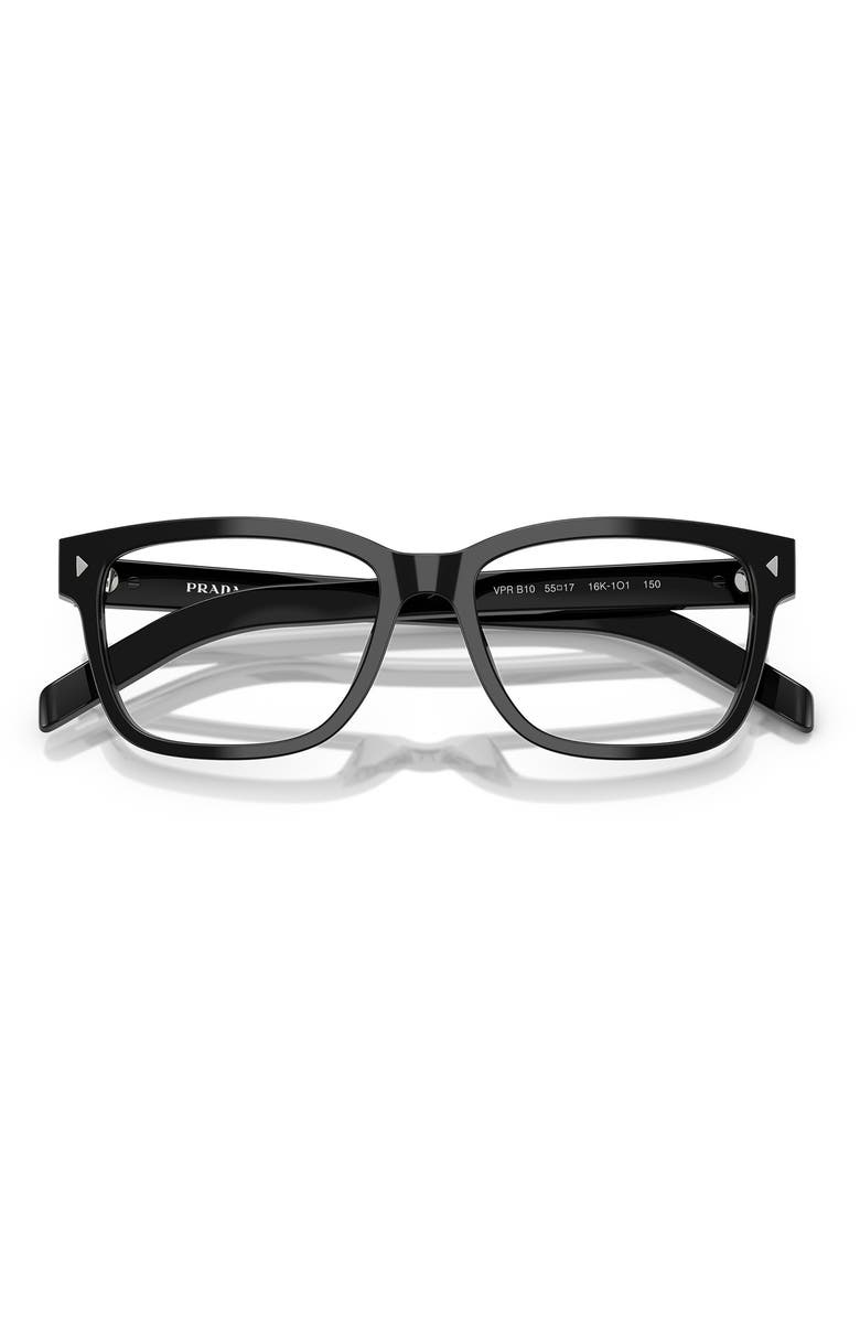 Prada 53mm Rectangular Optical Glasses, Alternate, color, Black