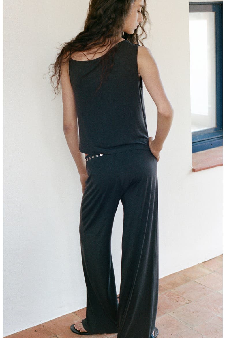 Button Embellished Asymmetric Tank, Alternate, color, CHARCOAL