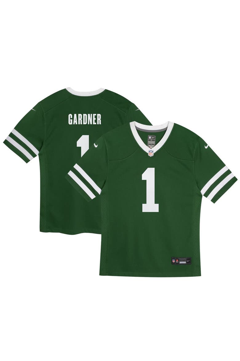 Preschool Nike Ahmad Sauce Gardner Legacy Green New York Jets Game Jersey, Main, color, Green
