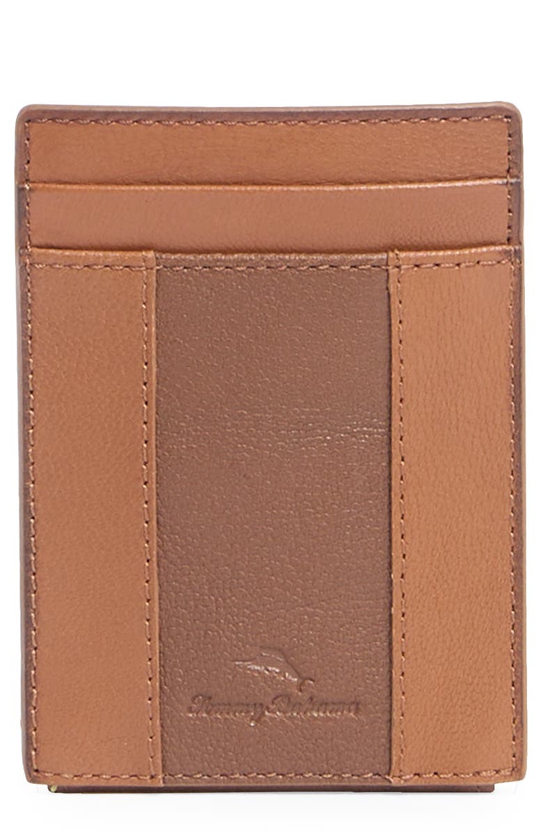 Tommy Bahama Mulholland Leather Card Case, Main, color, Brown/ Tan