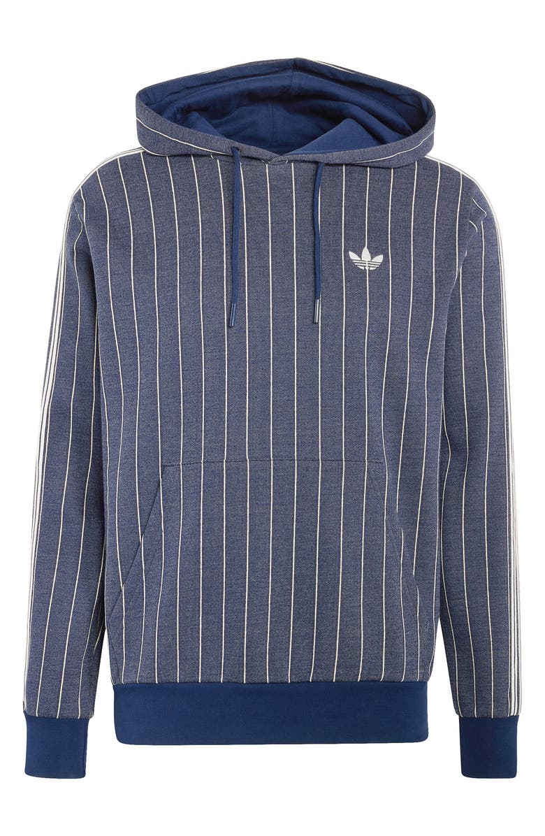 adidas Pinstriped Graphic Hoodie, Alternate, color, Night Indigo