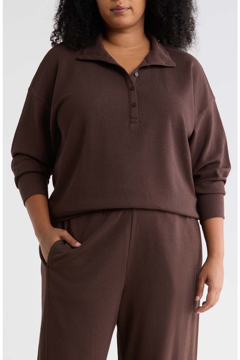 High Collar Henley Top, Main, color, COFFEE
