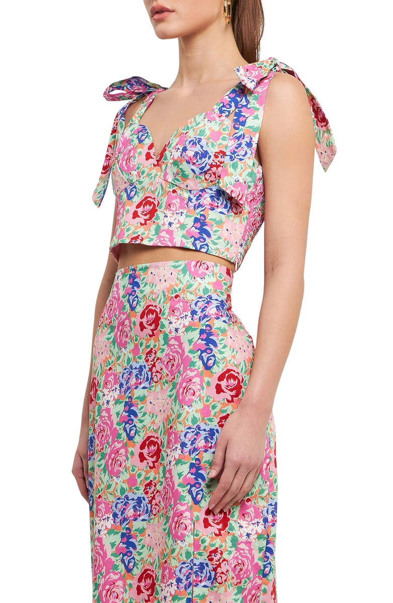 Endless Rose Floral Print Crop Tank, Alternate, color, Coral Multi