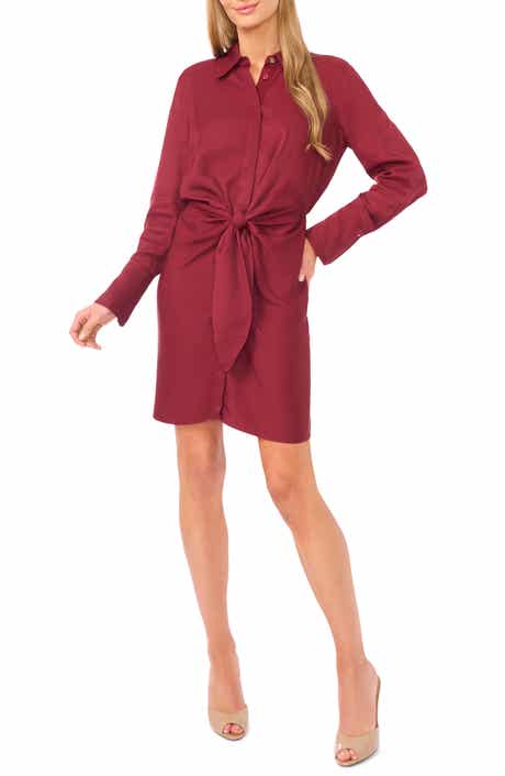 Ted Baker Tie Front Long Sleeve Mini Shirtdress