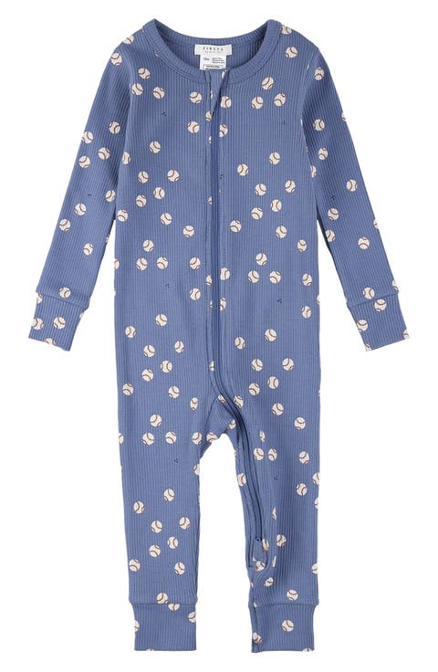 Ely's & Co Jersey Cotton Printed Nautical Footie & Hat - Blue