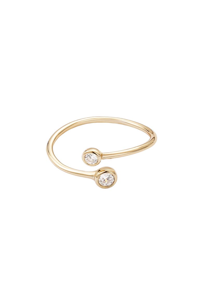 Double Bezel Set 925 Sterling Silver CZ Open Band Ring, Main, color, GOLD