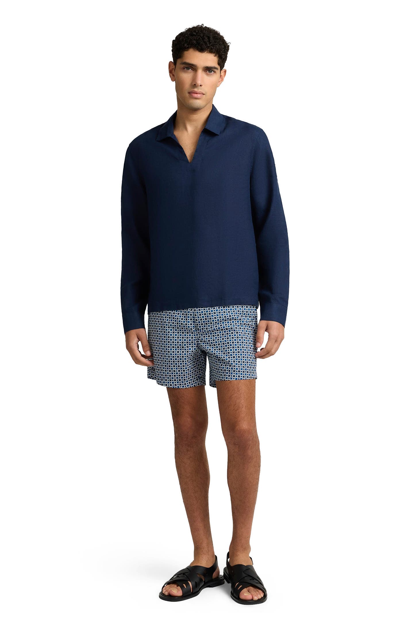 Linen Long Sleeve Popover Shirt - image 3